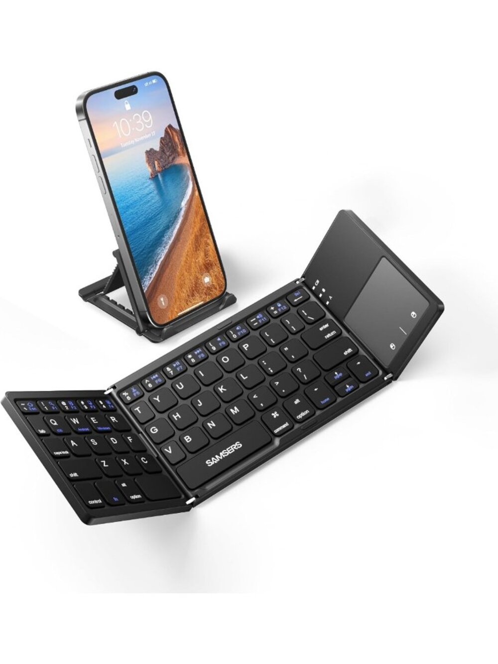 Ultra Slim Foldable Bluetooth Keyboard with Touchpad - Compact & Portable Design